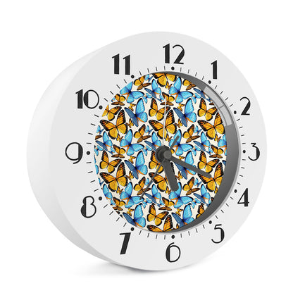 Turquoise And Orange Butterfly Print Alarm Clock