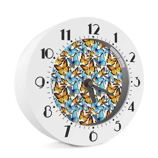 Turquoise And Orange Butterfly Print Alarm Clock