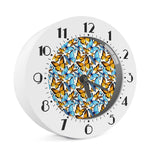 Turquoise And Orange Butterfly Print Alarm Clock