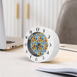 Turquoise And Orange Butterfly Print Alarm Clock