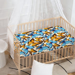 Turquoise And Orange Butterfly Print Baby Crib Sheet
