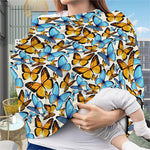 Turquoise And Orange Butterfly Print Baby Seat Cover
