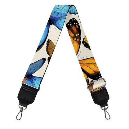 Turquoise And Orange Butterfly Print Bag Strap