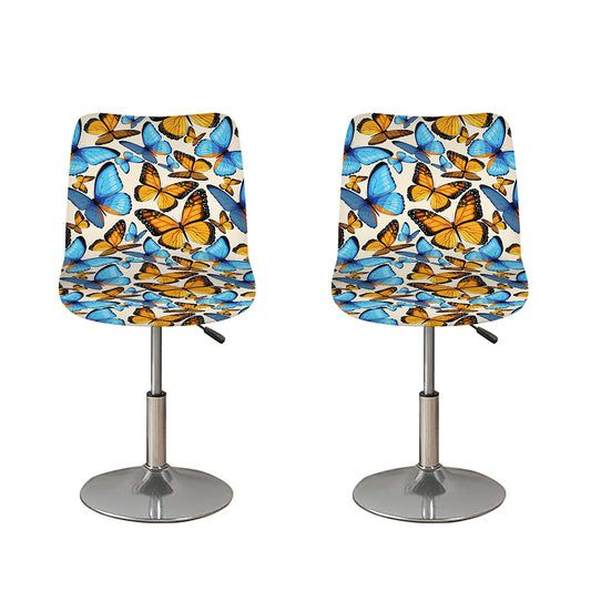 Turquoise And Orange Butterfly Print Bar Stool Covers