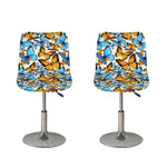 Turquoise And Orange Butterfly Print Bar Stool Covers