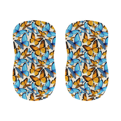 Turquoise And Orange Butterfly Print Bar Stool Covers