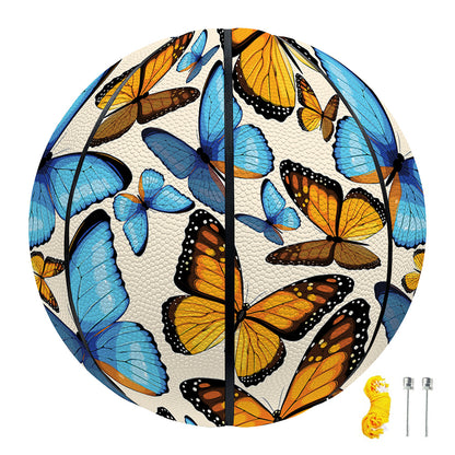Turquoise And Orange Butterfly Print Basketball