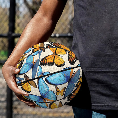 Turquoise And Orange Butterfly Print Basketball