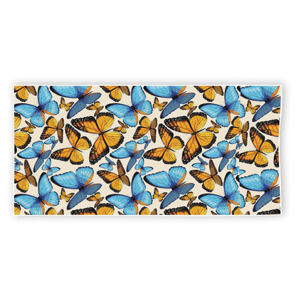 Turquoise And Orange Butterfly Print Beach Towel
