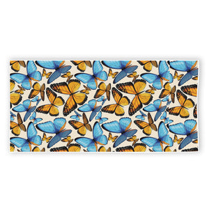 Turquoise And Orange Butterfly Print Beach Towel