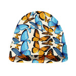 Turquoise And Orange Butterfly Print Beanie