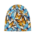 Turquoise And Orange Butterfly Print Beanie