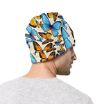 Turquoise And Orange Butterfly Print Beanie
