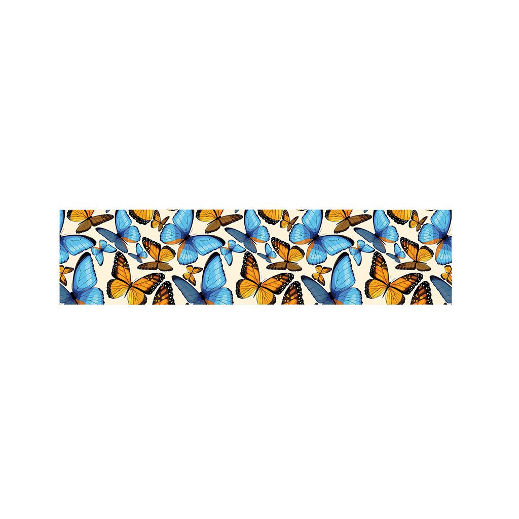 Turquoise And Orange Butterfly Print Bed Runner