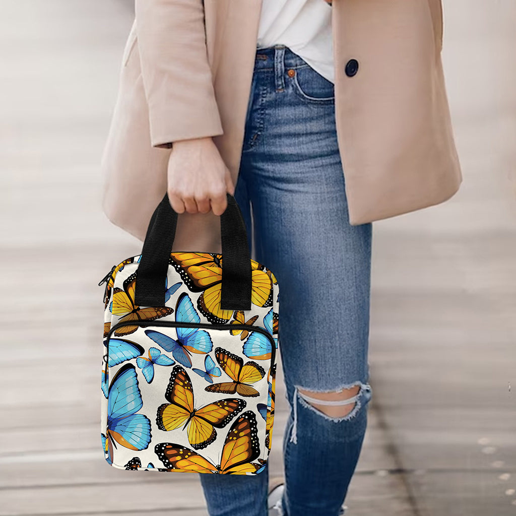 Turquoise And Orange Butterfly Print Bible Tote Bag