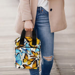 Turquoise And Orange Butterfly Print Bible Tote Bag