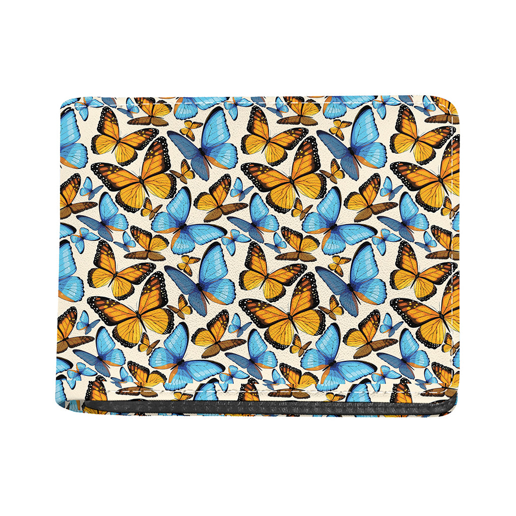 Turquoise And Orange Butterfly Print Bifold Wallet