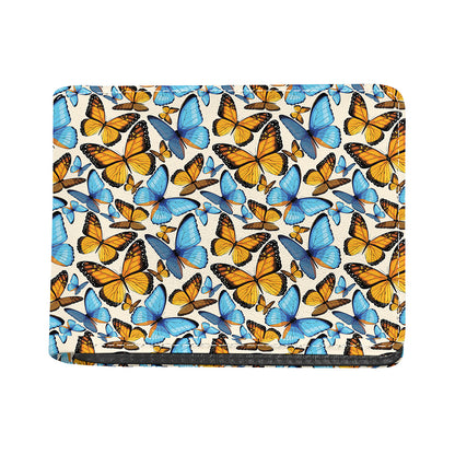 Turquoise And Orange Butterfly Print Bifold Wallet