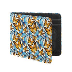 Turquoise And Orange Butterfly Print Bifold Wallet