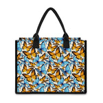 Turquoise And Orange Butterfly Print Canvas Tote Bag