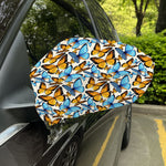 Turquoise And Orange Butterfly Print Car Side Mirror Covers