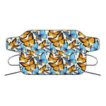 Turquoise And Orange Butterfly Print Car Windshield Snow Cover