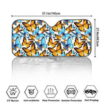 Turquoise And Orange Butterfly Print Car Windshield Sun Shade