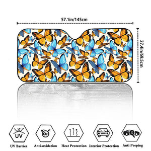 Turquoise And Orange Butterfly Print Car Windshield Sun Shade