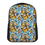 Turquoise And Orange Butterfly Print Casual Backpack