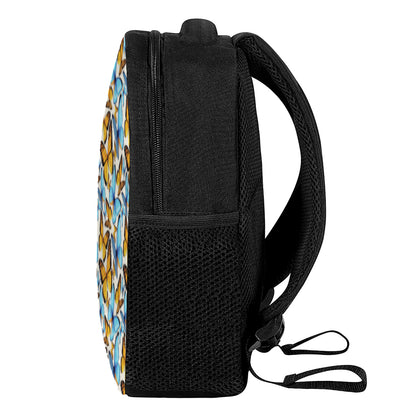 Turquoise And Orange Butterfly Print Casual Backpack