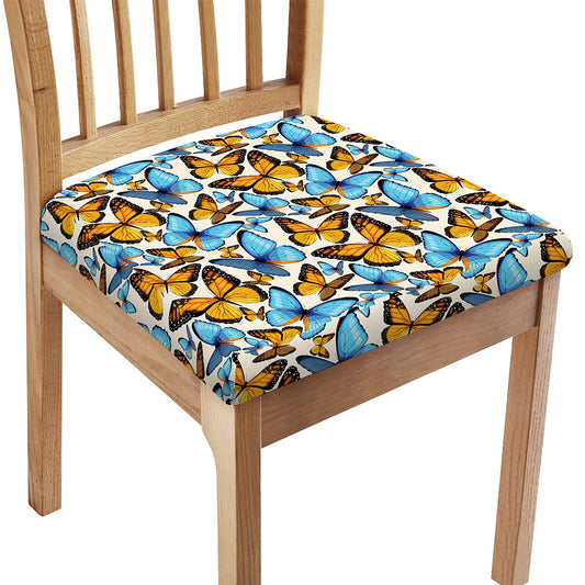 Turquoise And Orange Butterfly Print Chair Cushion Cover