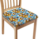 Turquoise And Orange Butterfly Print Chair Cushion Cover