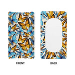 Turquoise And Orange Butterfly Print Changing Pad Cover