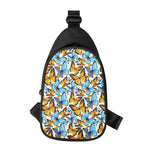 Turquoise And Orange Butterfly Print Chest Bag