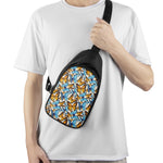 Turquoise And Orange Butterfly Print Chest Bag