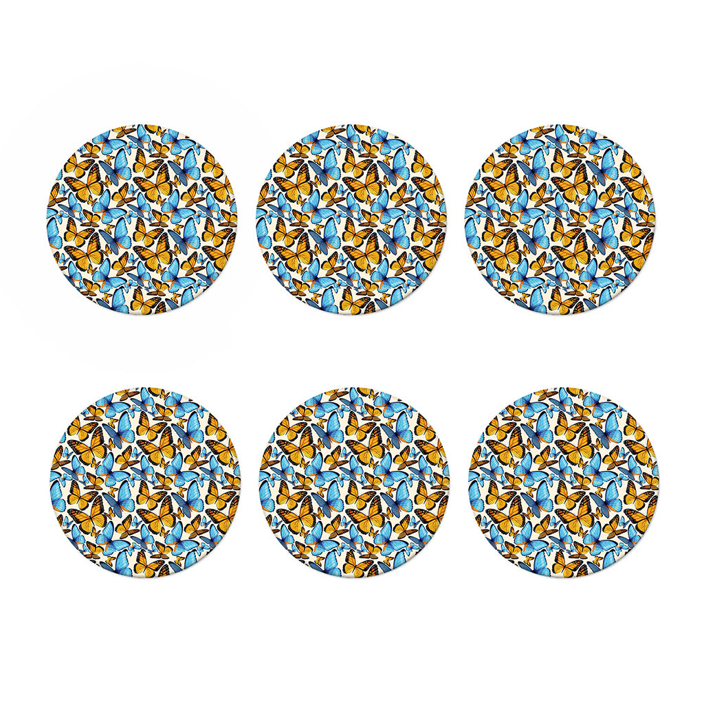Turquoise And Orange Butterfly Print Coaster Set