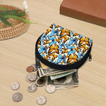 Turquoise And Orange Butterfly Print Coin Purse