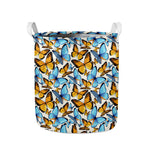 Turquoise And Orange Butterfly Print Collapsible Laundry Basket