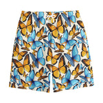 Turquoise And Orange Butterfly Print Cotton Shorts