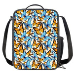 Turquoise And Orange Butterfly Print Crossbody Lunch Bag