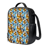 Turquoise And Orange Butterfly Print Crossbody Lunch Bag