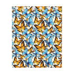 Turquoise And Orange Butterfly Print Curtain