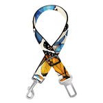 Turquoise And Orange Butterfly Print Dog Seat Belt
