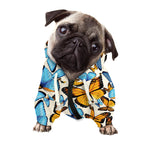 Turquoise And Orange Butterfly Print Dog Zip Up Hoodie
