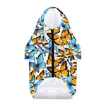 Turquoise And Orange Butterfly Print Dog Zip Up Hoodie