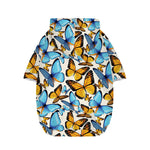 Turquoise And Orange Butterfly Print Dog Zip Up Hoodie