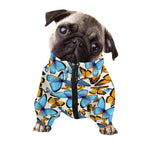 Turquoise And Orange Butterfly Print Dog Zip Up Jacket