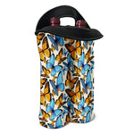 Turquoise And Orange Butterfly Print Double Neoprene Wine Tote