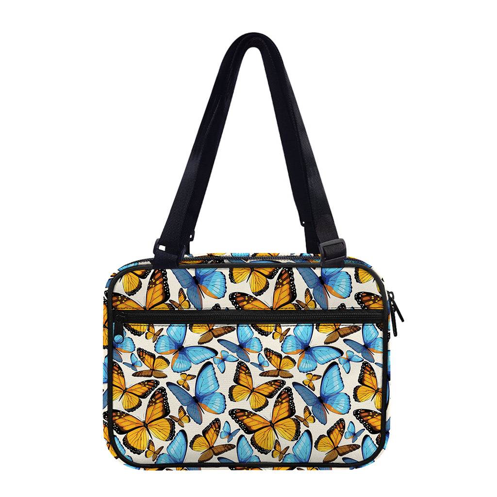 Turquoise And Orange Butterfly Print Double Strap Bible Bag