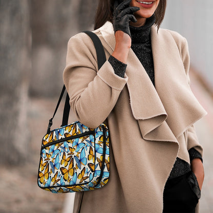 Turquoise And Orange Butterfly Print Double Strap Bible Bag